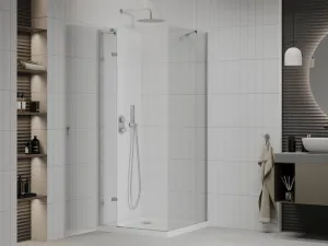 MEXEN/S - Roma sprchovací kút 70x70, kyvný, číre sklo, chróm + vanička 854-070-070-01-00-4010