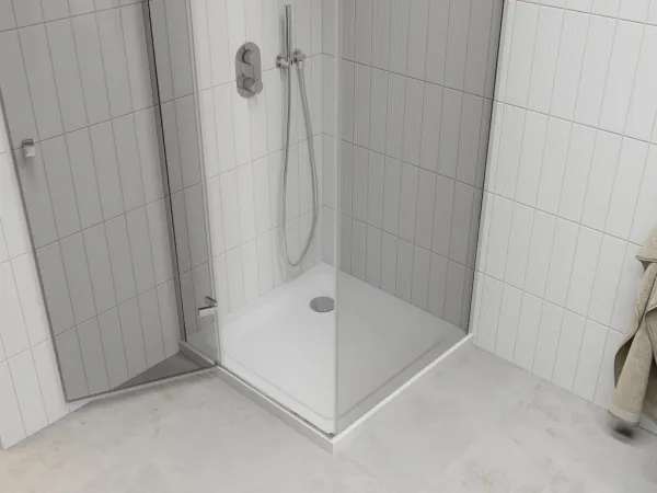 MEXEN/S - Roma sprchovací kút 70x70, kyvný, číre sklo, chróm + vanička 854-070-070-01-00-4010