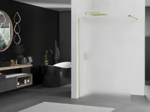 MEXEN/S - KIOTO Sprchová zástena WALK-IN 120x200 cm 8 mm, zlatá, matné sklo 800-120-101-50-30