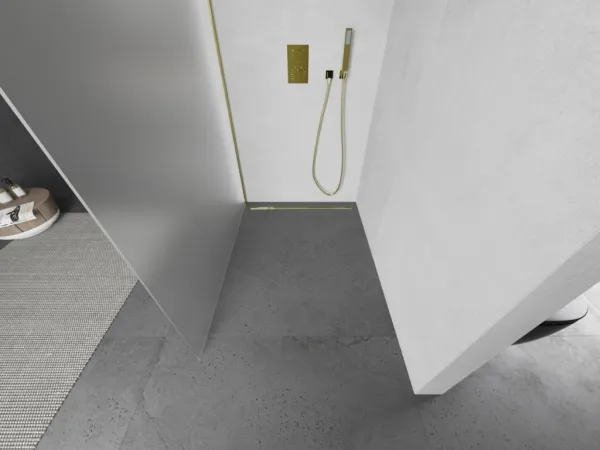 MEXEN/S - KIOTO Sprchová zástena WALK-IN 120x200 cm 8 mm, zlatá, matné sklo 800-120-101-50-30