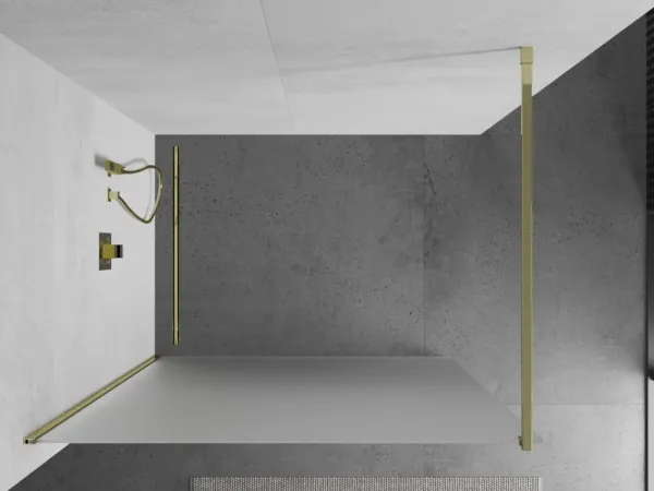 MEXEN/S - KIOTO Sprchová zástena WALK-IN 120x200 cm 8 mm, zlatá, matné sklo 800-120-101-50-30