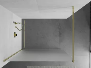 MEXEN/S - KIOTO Sprchová zástena WALK-IN 120x200 cm 8 mm, zlatá, matné sklo 800-120-101-50-30