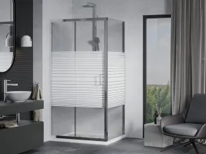 MEXEN/S - Apia Sprchovací kút 140x70, transparent / dekor, chróm + vanička so sifónom 840-140-070-01-20-4010