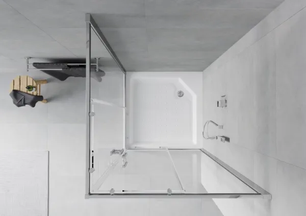 MEXEN/S - Rio štvorcový sprchovací kút 90 x 90, transparent, chróm + vanička Rio 860-090-090-01-00-4510