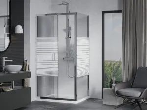 MEXEN/S - Apia Sprchovací kút 140x70, transparent / dekor, chróm + vanička so sifónom 840-140-070-01-20-4010
