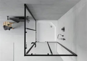MEXEN/S - Rio štvorcový sprchovací kút 90 x 90, transparent, čierna + vanička Rio 860-090-090-70-00-4510