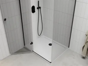 MEXEN/S - Roma sprchovací kút 100x70, transparent, čierna + biela vanička so sifónom 854-100-070-70-00-4010B