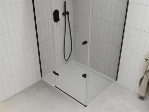MEXEN/S - Roma sprchovací kút 100x70, transparent, čierna + biela vanička so sifónom 854-100-070-70-00-4010B