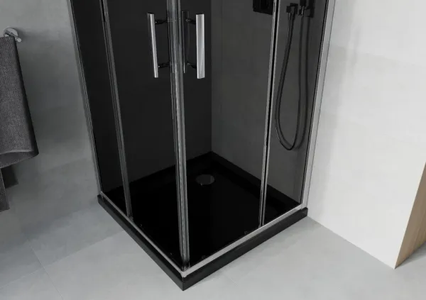 MEXEN/S - Rio sprchovací kút 70x70, grafit, chróm + vanička so sifónom 860-070-070-01-40-4070