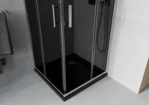 MEXEN/S - Rio sprchovací kút 70x70, grafit, chróm + vanička so sifónom 860-070-070-01-40-4070