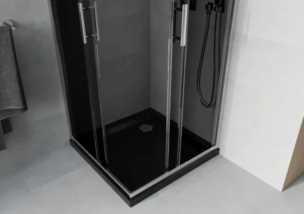 MEXEN/S - Rio sprchovací kút 70x70, grafit, chróm + vanička so sifónom 860-070-070-01-40-4070