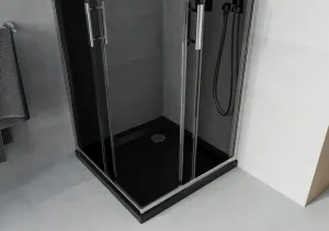 MEXEN/S - Rio sprchovací kút 70x70, grafit, chróm + vanička so sifónom 860-070-070-01-40-4070