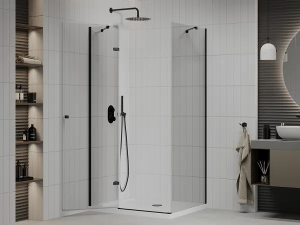 MEXEN/S - Roma sprchovací kút 100x70, transparent, čierna + biela vanička so sifónom 854-100-070-70-00-4010B