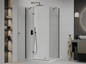 MEXEN/S - Roma sprchovací kút 100x70, transparent, čierna + biela vanička so sifónom 854-100-070-70-00-4010B