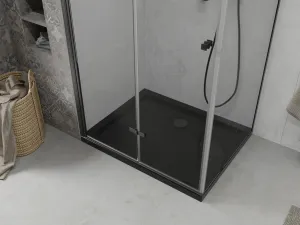 MEXEN/S - Lima sprchovací kút zalamovacie dvere 100 x 90, transparent, čierny + Flat čierna vanička so sifónom 856-100-090-70-00-4070B
