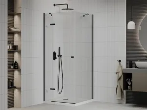 MEXEN/S - Roma sprchovací kút 70x70, transparent, čierna + biela vanička so sifónom 854-070-070-70-00-4010B