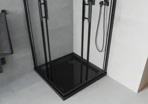 MEXEN/S - Rio ksprchovací kút 70 x 70, transparent, čierna + vanička so sifónom 860-070-070-70-00-4070B