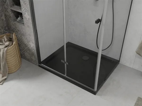 MEXEN/S - Lima sprchovací kút 90x120, transparent, čierna + čierna vanička so sifónom 856-090-120-70-00-4070B