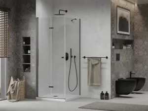 MEXEN/S - Lima sprchovací kút 70x70, transparent, čierna + biela vanička so sifónom 856-070-070-70-00-4010B