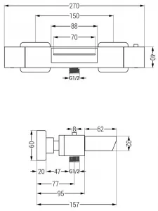 MEXEN - Termostatická vaňová batéria Cube, grafit 77360-66