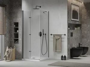 MEXEN/S - Lima sprchovací kút 70x70, transparent, čierna + biela vanička so sifónom 856-070-070-70-00-4010B