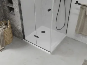 MEXEN/S - Lima sprchovací kút 70x70, transparent, čierna + biela vanička so sifónom 856-070-070-70-00-4010B