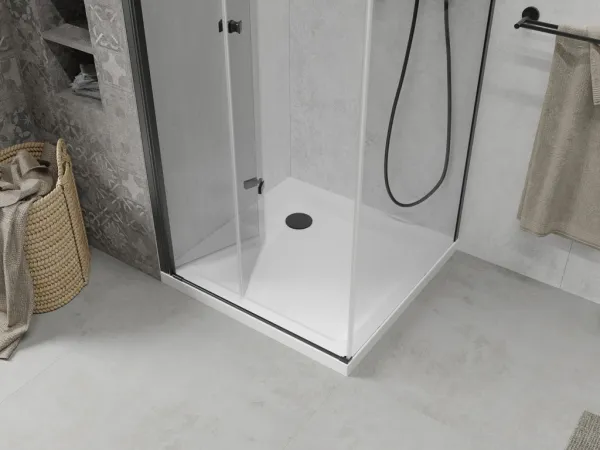 MEXEN/S - Lima sprchovací kút 70x70, transparent, čierna + biela vanička so sifónom 856-070-070-70-00-4010B