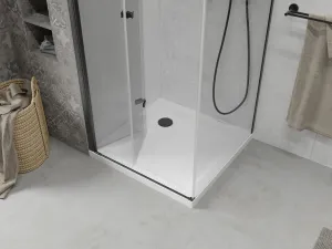 MEXEN/S - Lima sprchovací kút 70x70, transparent, čierna + biela vanička so sifónom 856-070-070-70-00-4010B