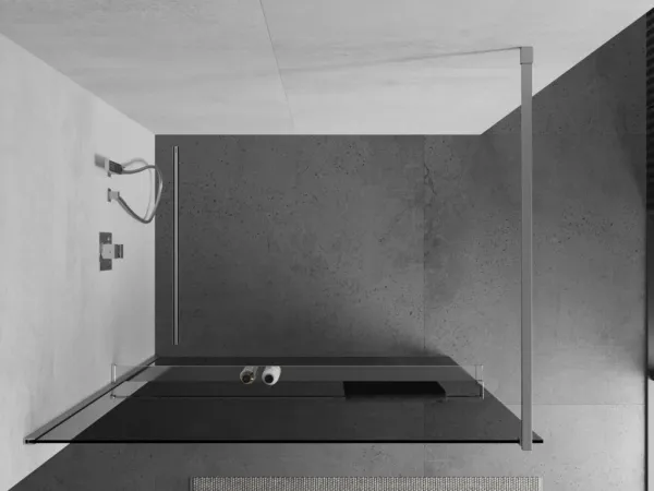 MEXEN/S - KIOTO Sprchová zástena WALK-IN s poličkou a držiakom uterákov 80 x 200, grafit 8 mm, chróm 800-080-121-01-40
