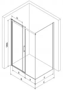 MEXEN/S - OMEGA sprchovací kút 100x100, grafit, chróm 825-100-100-01-40