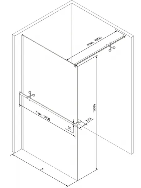 MEXEN/S - KIOTO Sprchová zástena WALK-IN s poličkou a držiakom uterákov 80 x 200, grafit 8 mm, chróm 800-080-121-01-40