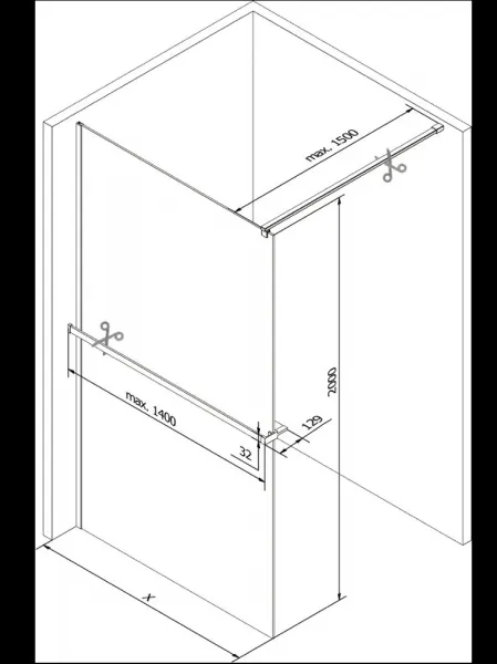 MEXEN/S - KIOTO Sprchová zástena WALK-IN s poličkou a držiakom uterákov 70 x 200, grafit 8 mm, chróm 800-070-121-01-40