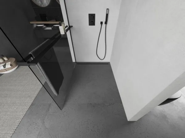 MEXEN/S - Kioto+ Sprchová zástena WALK-IN s poličkou a držiakom uterákov 95 x 200, transparent, čierna 800-095-121-70-00