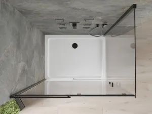 MEXEN/S - Omega sprchovací kút 120x90, transparent, čierna + biela vanička so sifónom 825-120-090-70-00-4010B