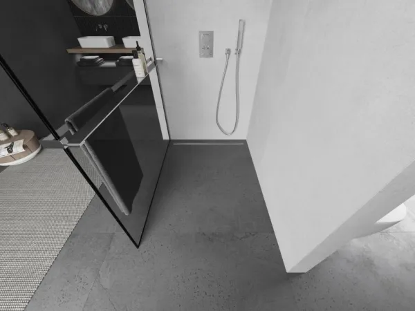 MEXEN/S - KIOTO Sprchová zástena WALK-IN s poličkou a držiakom uterákov 80 x 200, transparent/čierna 8 mm, chróm 800-080-121-01-70