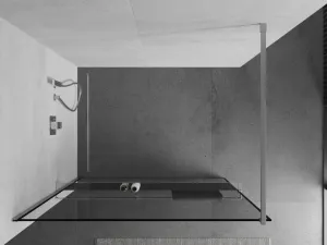 MEXEN/S - KIOTO Sprchová zástena WALK-IN s poličkou a držiakom uterákov 100 x 200, transparent/čierna 8 mm, chróm 800-100-121-01-70