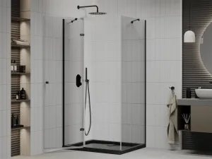 MEXEN/S - Roma sprchovací kút 100x90, transparent, čierna + čierna vanička so sifónom 854-100-090-70-00-4070B