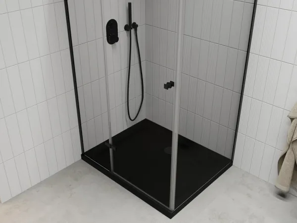 MEXEN/S - Roma sprchovací kút 100x90, transparent, čierna + čierna vanička so sifónom 854-100-090-70-00-4070B