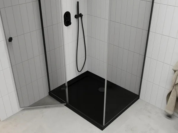 MEXEN/S - Roma sprchovací kút 100x90, transparent, čierna + čierna vanička so sifónom 854-100-090-70-00-4070B