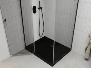 MEXEN/S - Roma sprchovací kút 100x90, transparent, čierna + čierna vanička so sifónom 854-100-090-70-00-4070B