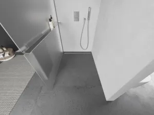 MEXEN/S - KIOTO Sprchová zástena WALK-IN s poličkou a držiakom uterákov 70 x 200, matné sklo 8 mm, chróm 800-070-121-01-30