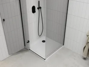 MEXEN/S - Roma sprchovací kút 70x70, transparent, čierna + biela vanička so sifónom 854-070-070-70-00-4010B