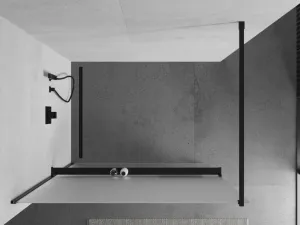 MEXEN/S - KIOTO Sprchová zástena WALK-IN s poličkou a držiakom uterákov 120 x 200, matné sklo 8 mm, čierna 800-120-121-70-30