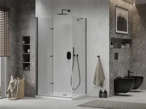 MEXEN/S - Lima sprchovací kút 70x110, transparent, čierna + biela vanička so sifónom 856-070-110-70-00-4010B