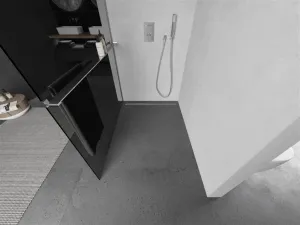 MEXEN/S - KIOTO Sprchová zástena WALK-IN s poličkou a držiakom uterákov 100 x 200, grafit 8 mm, chróm 800-100-121-01-40