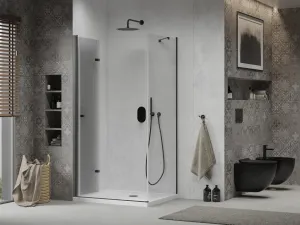 MEXEN/S - Lima sprchovací kút 70x80, transparent, čierna + biela vanička so sifónom 856-070-080-70-00-4010B