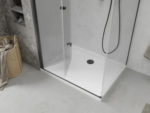 MEXEN/S - Lima sprchovací kút 70x80, transparent, čierna + biela vanička so sifónom 856-070-080-70-00-4010B