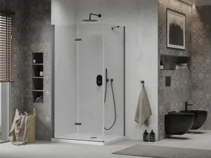 MEXEN/S - Lima sprchovací kút 70x80, transparent, čierna + biela vanička so sifónom 856-070-080-70-00-4010B
