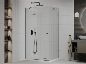 MEXEN/S - Roma sprchovací kút 100x70, transparent, čierna + biela vanička so sifónom 854-100-070-70-00-4010B