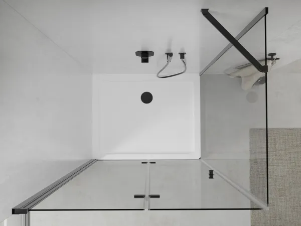 MEXEN/S - Lima sprchovací kút 70x80, transparent, čierna + biela vanička so sifónom 856-070-080-70-00-4010B